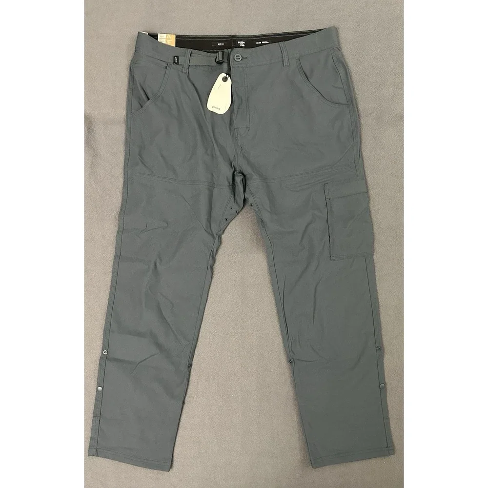 Prana Men's Stretch Zion Pants 2 Grey Blue Size 38x30 Slim Fit